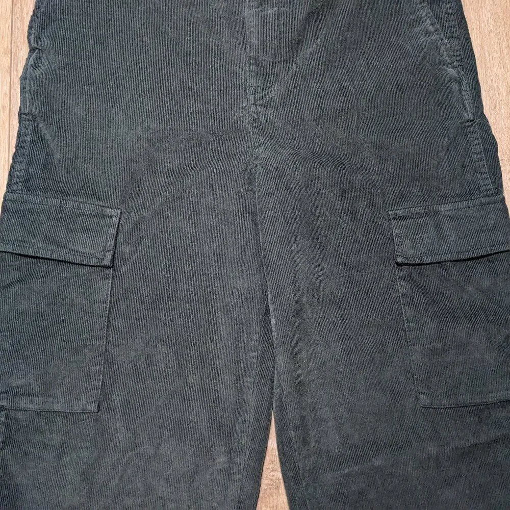 NWT Old Navy Cargo Pants Corduroy Green Baggy Wide Leg Boys Sz 18